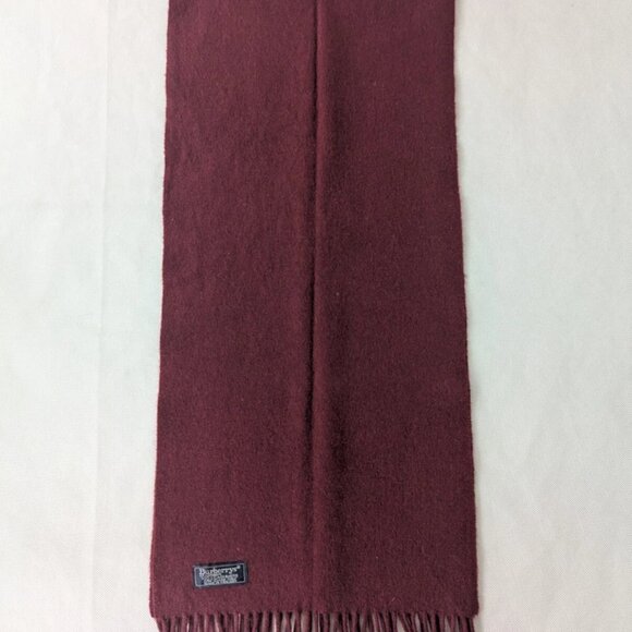 BURBERRY London Vintage Solid Knit 100% Cashmere Neck Warmer Maroon SCARF - Picture 2 of 8